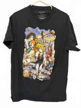 The Seven Deadly Sins Anime Graphic T-Shirt Medium Black Cotton